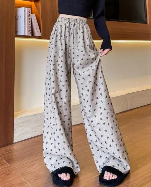 Annette Bow Print Wide-Leg Pants