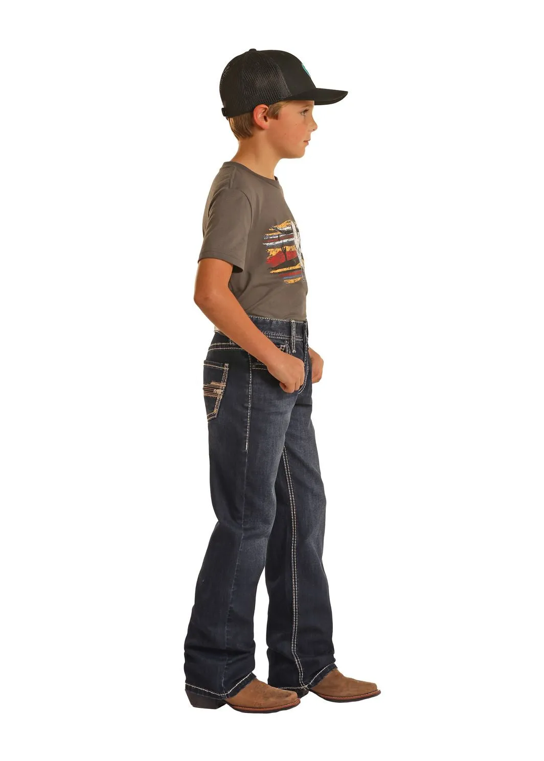 Boy's Rock & Roll Raised Denim Bootcut Jean