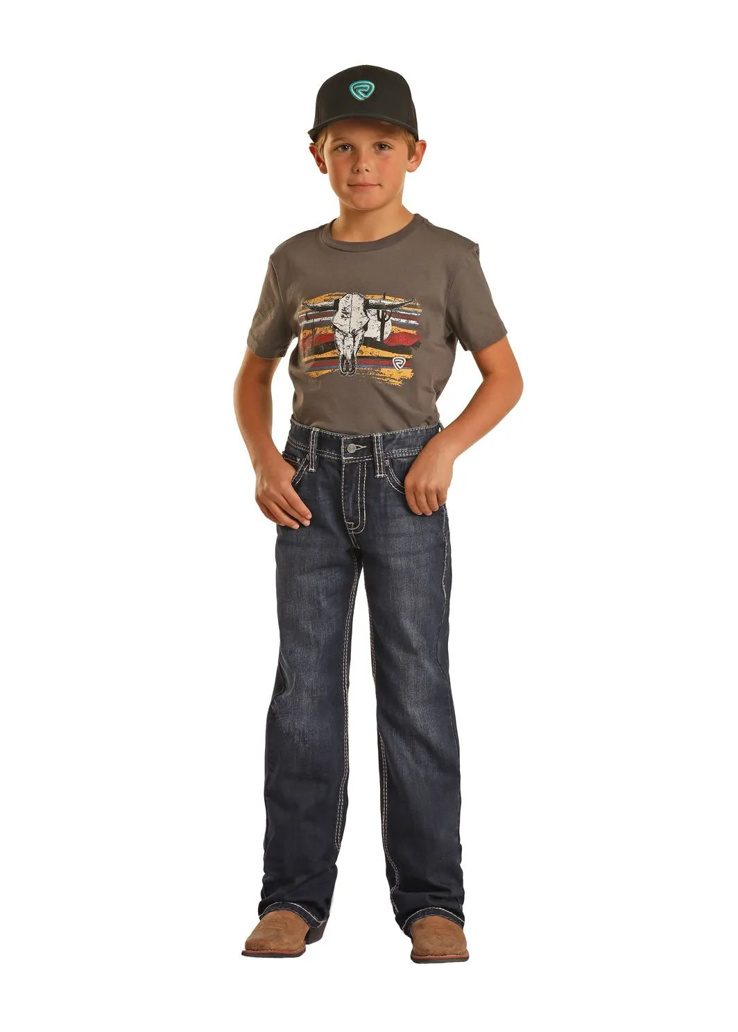 Boy's Rock & Roll Raised Denim Bootcut Jean