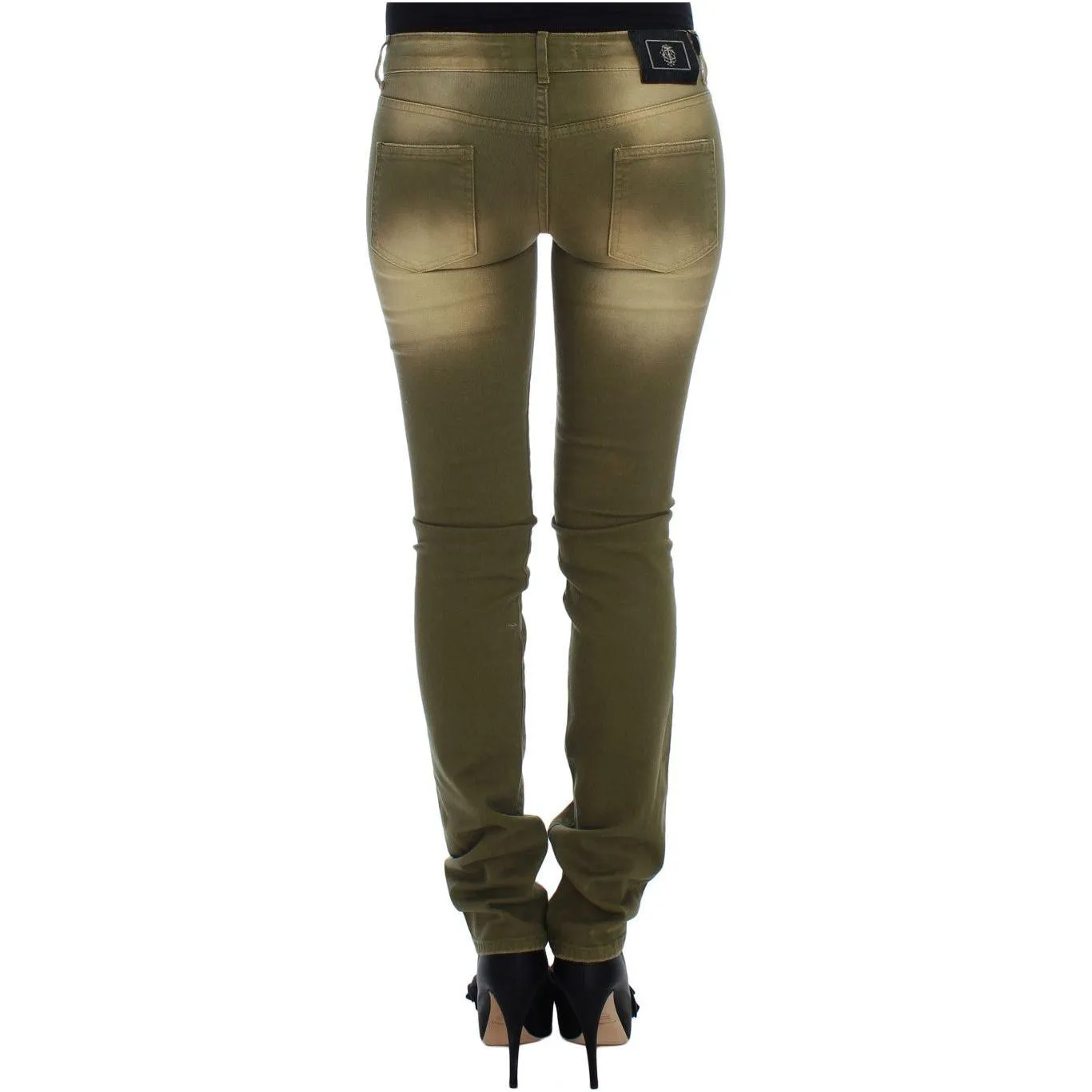 Cavalli Green Slim Fit Cotton Stretch Jeans