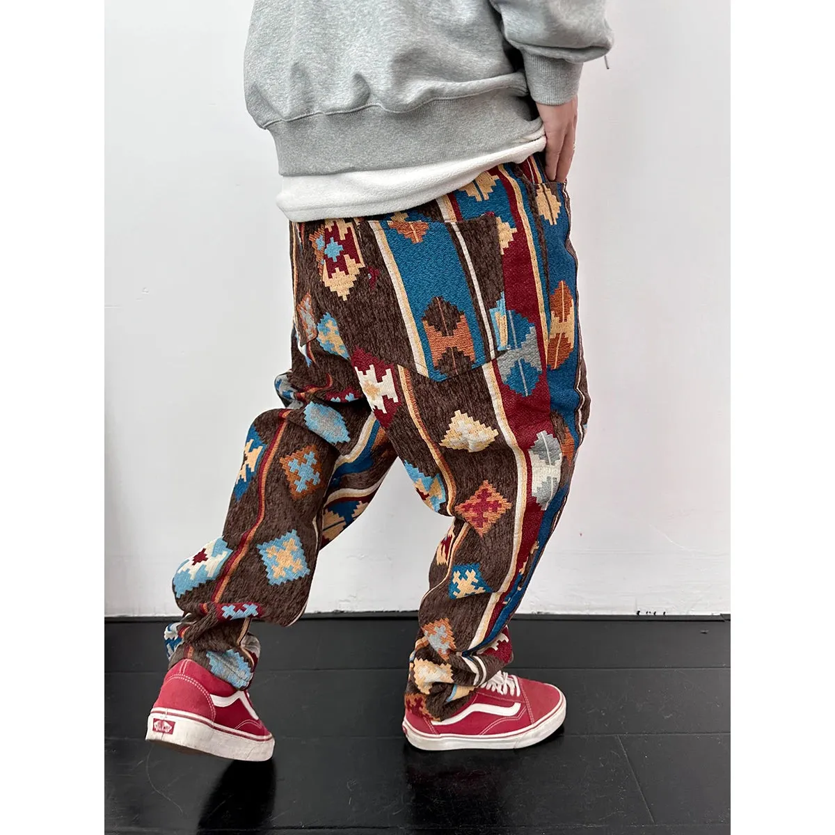 Geometric Pattern Casual Pants - Ethnic Style Jacquard Cargo Trousers