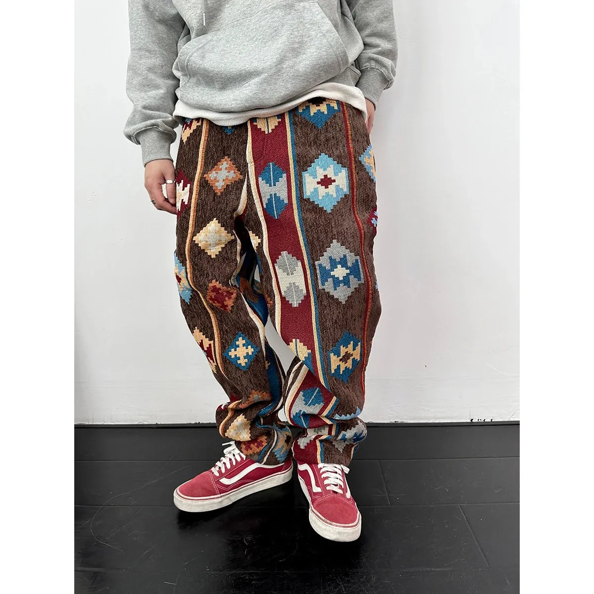 Geometric Pattern Casual Pants - Ethnic Style Jacquard Cargo Trousers