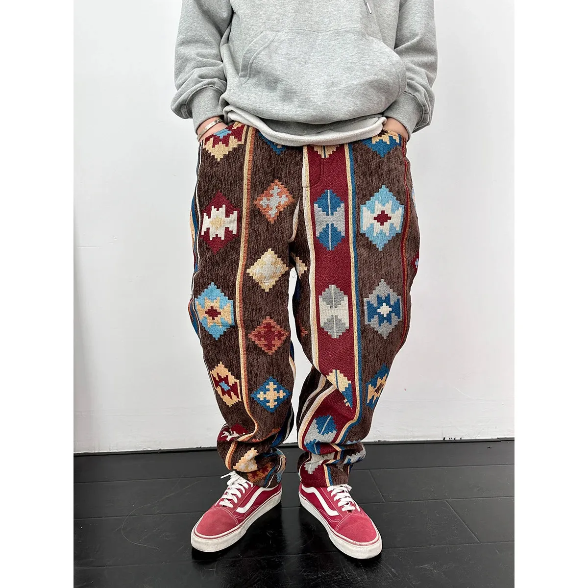 Geometric Pattern Casual Pants - Ethnic Style Jacquard Cargo Trousers