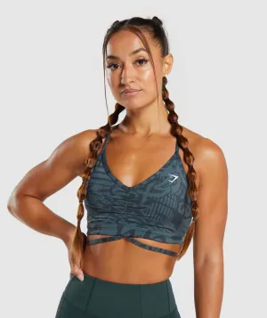 GS Power Strappy Sports Bra - Smokey Teal