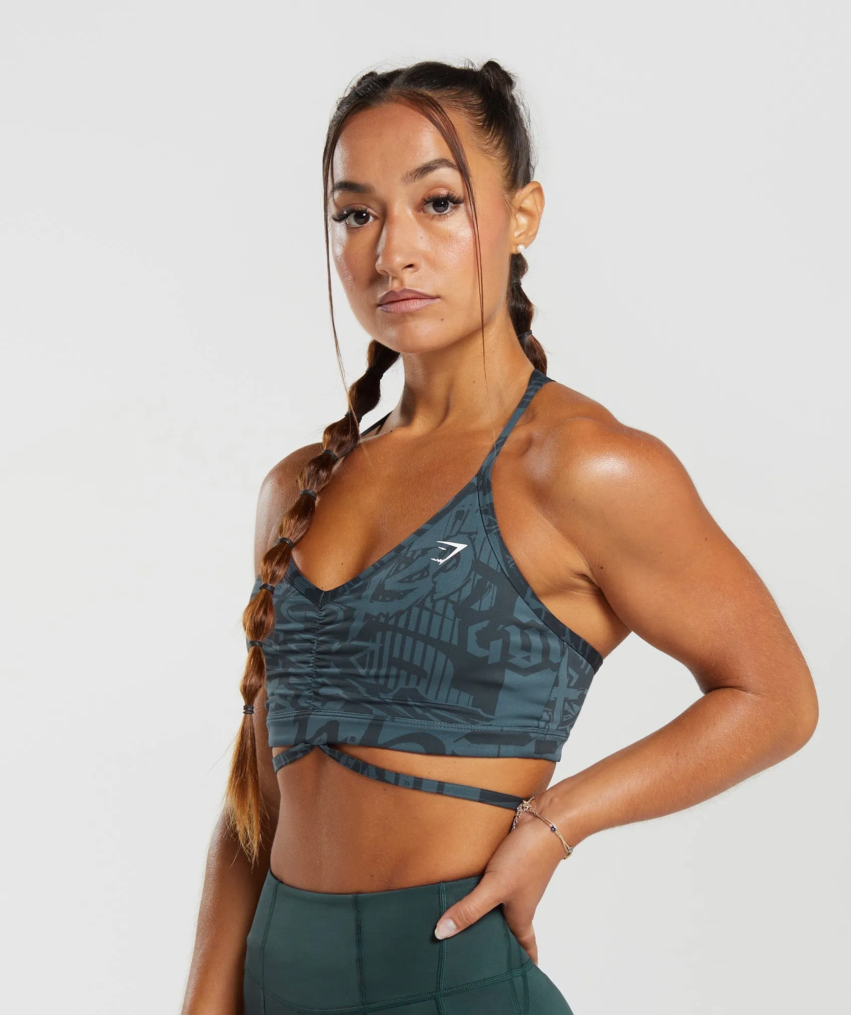 GS Power Strappy Sports Bra - Smokey Teal