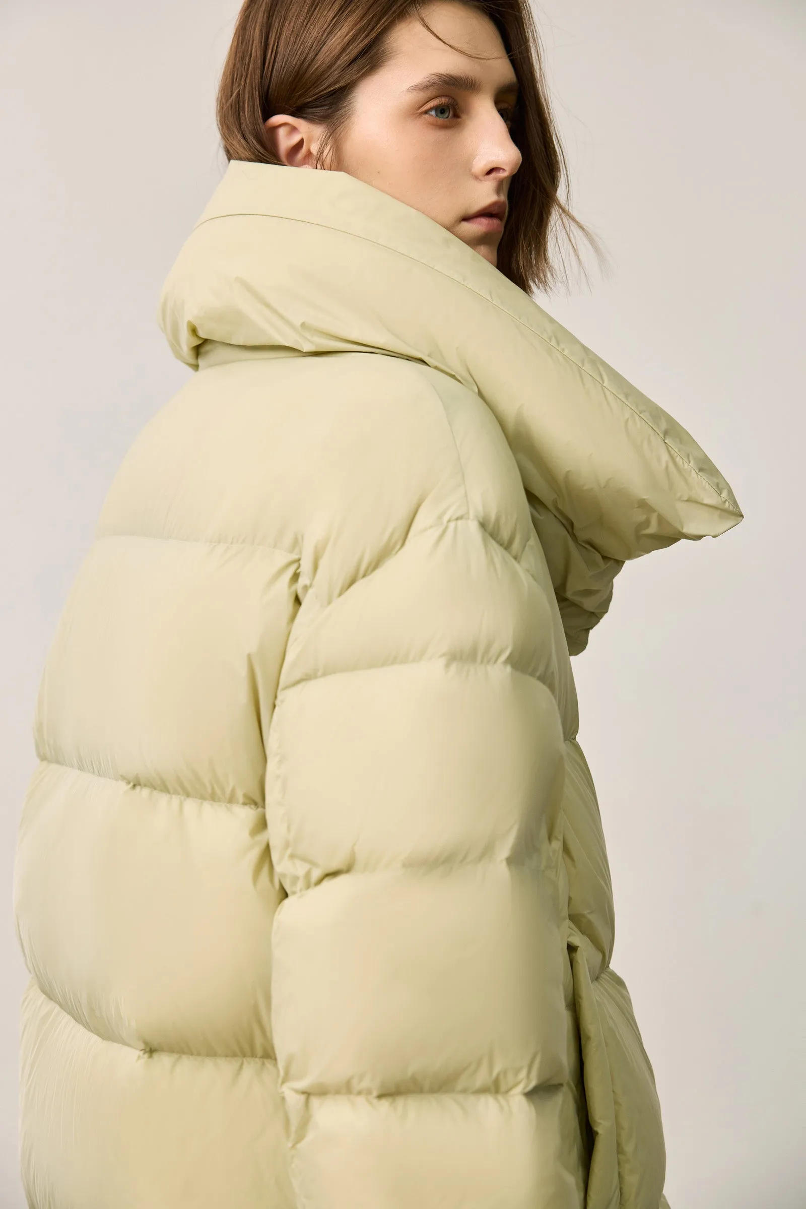 LILY Cloud-Like Zero Pressure Wrap Collar Puffer Down Jacket