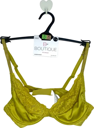 M&S Yellow Half Lace Cup Underwired Plunge Bra UK 34B