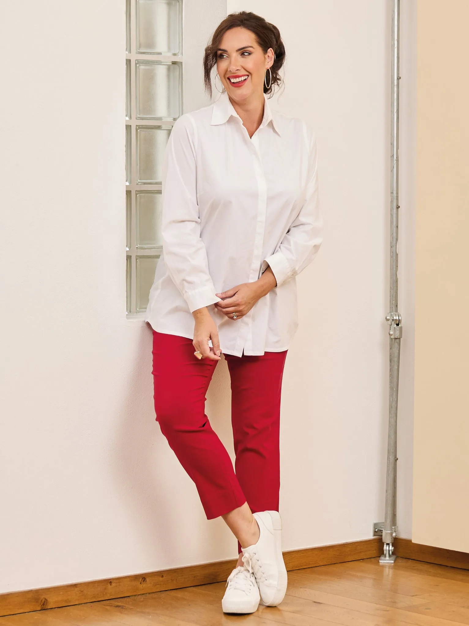 Marie (Robell) Stretch Trouser - Cherry Red