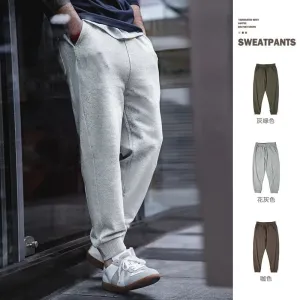 Retro Ankle Elastic Waist Pants Straight Tube and Patchwork Casual Sports Pants