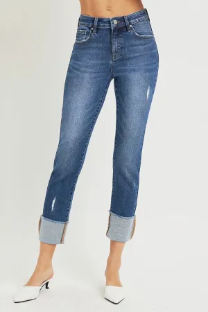 Risen Crop Slim Straight Jeans