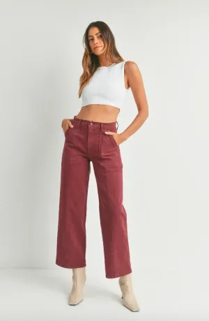 Utility Straight Denim | Spiced Burgundy